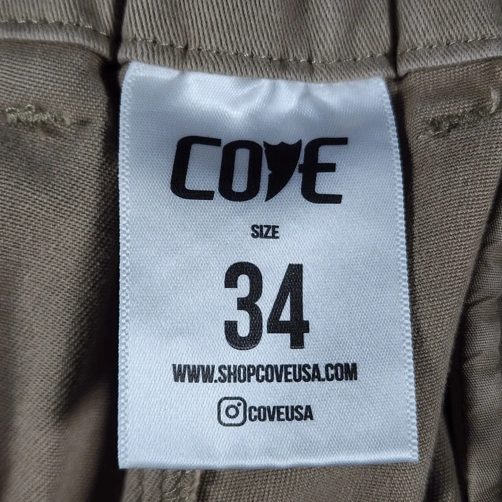 Cove Chino Pants Mens 34x30 Tan Khaki Elastic Waist Cotton Stretch Trousers